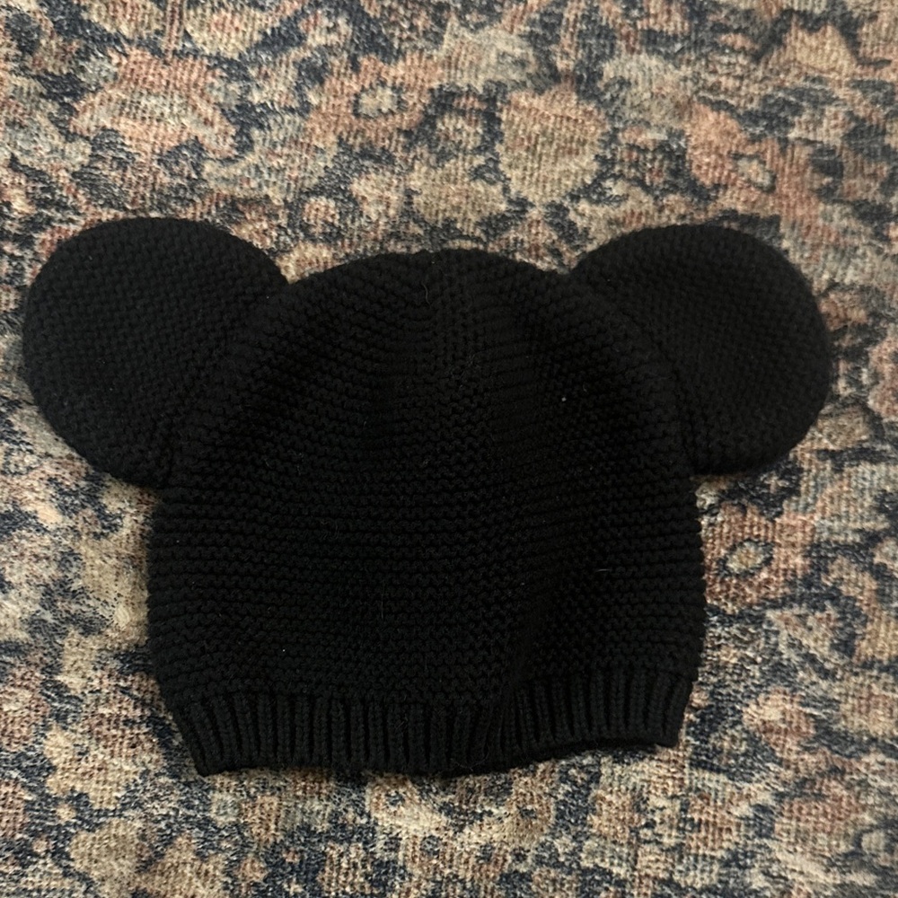 Baby Gap Disney Black Mickey Ears Knit Hat, 0-6 months